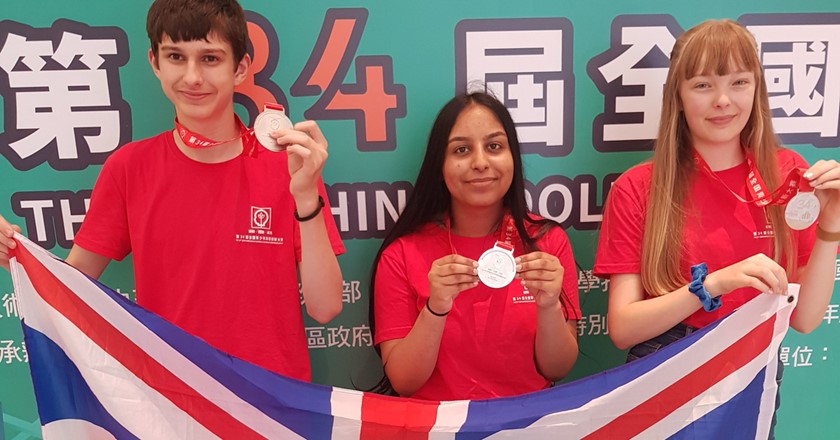 Brendan Miralles, Alia Sellar and Grace Lord - silver medallists at CASTIC