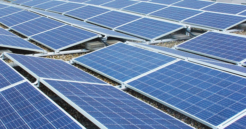 a large area covered with solar cells
