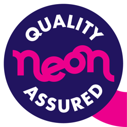 Neon quality assured badge