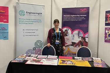 Eleanor Eyre at the EngineeringUK stand at the National Careers Guidance Show March 2024